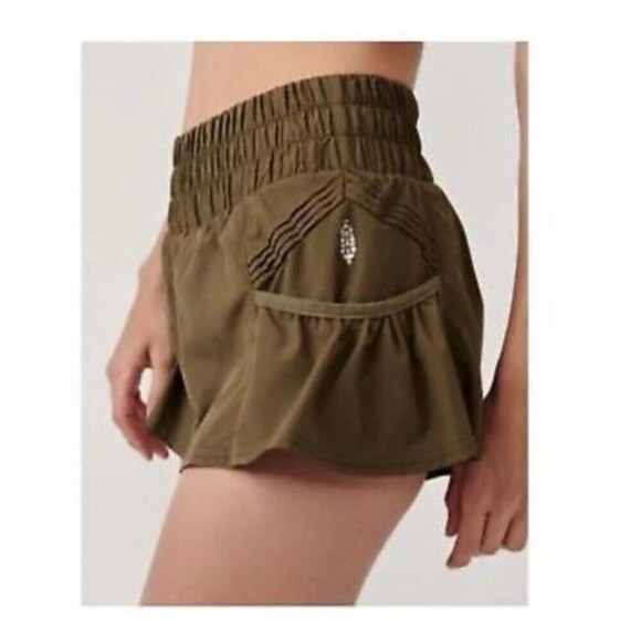 Free People Movement Get Your Flirt On Shorts Green Relaxed Fit Size Small - Picture 2 of 7